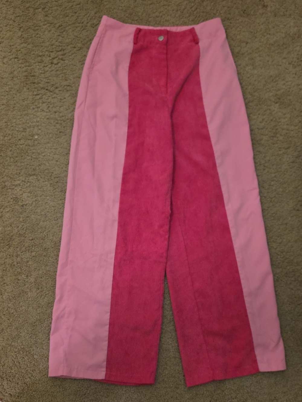 SHEIN Two-Tone Pink Panel Wide-Leg Pants
